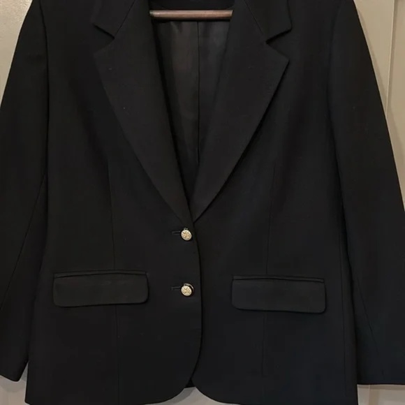 Pendleton Vintage Pure Virgin Wool Blazer Jacket 2 Button Front Black Size 10 P - Picture 5 of 9